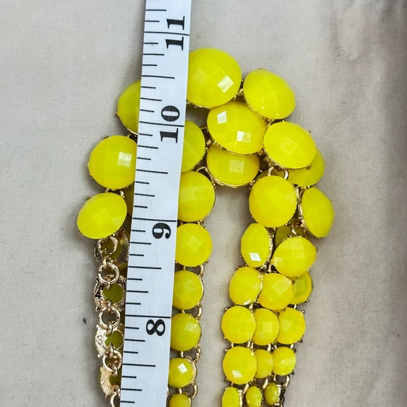 Gold Tone Lemon Yellow Faceted Disks 3 Strand Necklace Costume Jewelry Vintage - Picture 7 of 16